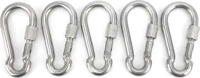 Produktbild von 5 Stück 80 mm Karabinerhaken mit Karabinerhaken, strapazierfähig, mit Mutternverschluss, Schnalle für Camping