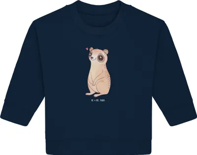 Produktbild von Mr. & Mrs. Panda Organic Baby Pullover Plumplori Glücklich 6. - 12. Monat - French Navy - Geschenk, Niedlich, Bullover, Glück, Lustige Sprüche