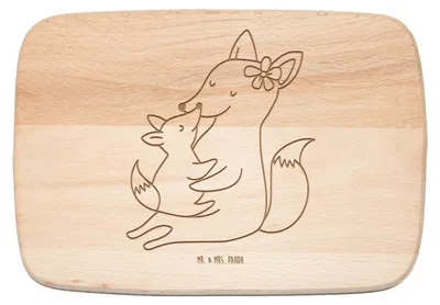 Produktbild von Mr. & Mrs. Panda Schneidebrett Fuchs Mama - Transparent - Geschenk, Frühstücksbrettchen, Frühstücksbrett, Holzbrettchen, Mutter, Schoß, Tochter, Muttertag, Holzbrett