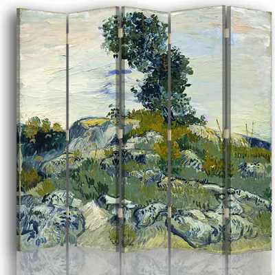 Produktbild von Paravent - Raumteiler Felshügel Mit Eiche - Vincent Van Gogh - Dekorativer Raumtrenner cm. 180x170 (5 x)