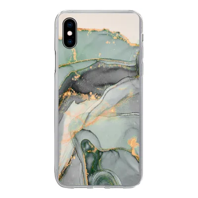 Produktbild von MuchoWow® Handyhülle Schutzhülle Hülle für iPhone Xs Gold - Marmor - Grün - Luxus - Glitzer - Marmoroptik Silikon Softcase Handy Hülle - Handytasche