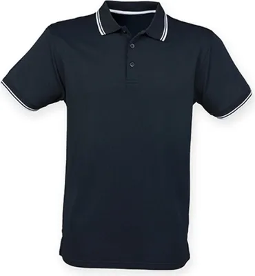 Zdjęcie produktu dla Henbury H482 | Męska koszulka polo z krótkim rękawem Coolplus® - Kolor: Granatowy/Biały - Rozmiar: XL
