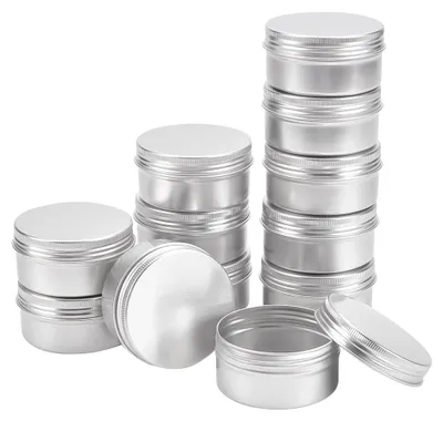 12 runde Aluminiumdosen 80 ml mit Schraubdeckel, Platin