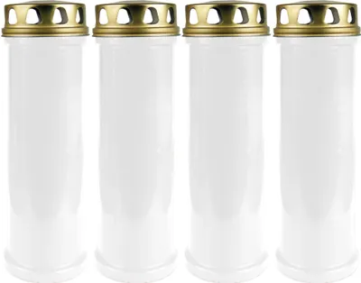 Produktbild von Grabkerze Kompositionsöllicht 100h Weiß (4er-Pack) – Grablicht mit Deckel, 4 Tage Öllicht, wetterfester Kunststoff, für Grablampe und Grableuchte