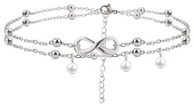 Produktbild von Cubahop Boho Doppelschicht Strand Infinity Freundschaft Knöchel Perle Knöchel Ar