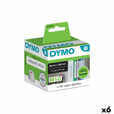 Obrázok produktu pre DYMO LW úzke štítky na poriadače, biely papier, 38 mm x 190 mm, Biela, Samolepiaci štítok, Papája, Permanentný, Obdĺžnik, LabelWriter