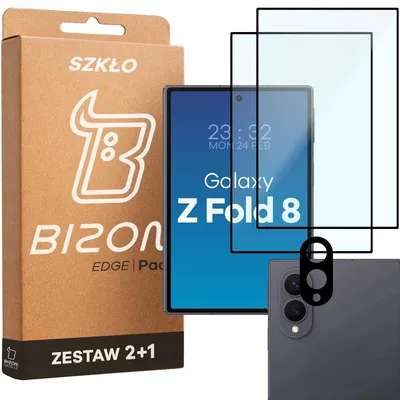 Produktbild von 2x Gehärtetes Glas + Kameraschutz für Galaxy Z Fold8, Bizon Glass Edge Pack, Schwarz