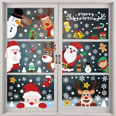 Produktbild von Fensteraufkleber Weihnachtsmotive - 9 Bögen mit 248 statischen Aufklebern