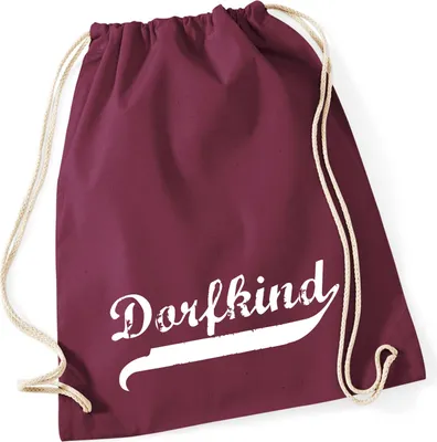 Produktbild von Huuraa Turnbeutel Dorfkind Vintage 12 Liter Burgundy Baumwolle Rucksack Geschenkidee
