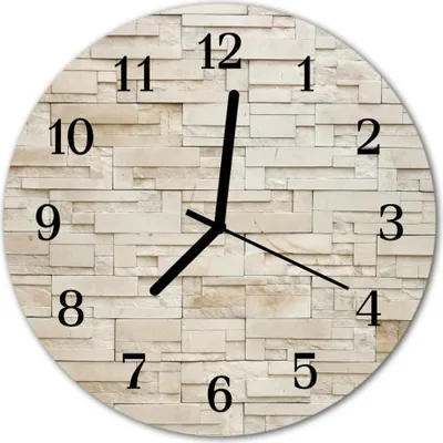 Produktbild von Glasuhr Wanduhr Küchenuhr Echt-Glas 30fi cm Steinwand braun