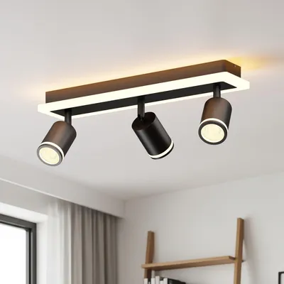 Immagine prodotto di LVWIT, plafoniera LED nera, lampada da soffitto a 3 luci orientabili, lampada da cucina GU10, faretti da soffitto, lampada da soffitto moderna per soggiorno, camera da letto, senza lampadine