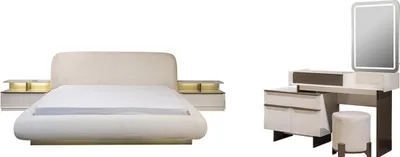 Produktbild von Stilvolle Weiße Schlafzimmergarnitur Doppelbett Schminktisch Nachttische