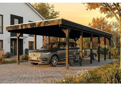 Produktbild von Einzelcarport SKAN HOLZ Friesland inkl. Pfostenanker, EPDM Folie 402 x 860 cm anthrazit