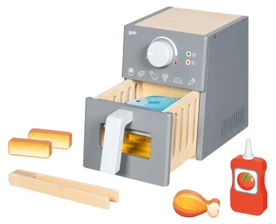 Produktbild von Goki Airfryer Spielzeugset aus Holz mit Zubehör - 16-teilig