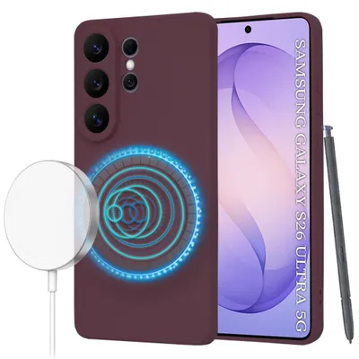 Produktbild von Techsuit - SoftFlex MagSafe-Silikonhülle für Samsung Galaxy S26 Ultra – pflaumenrot