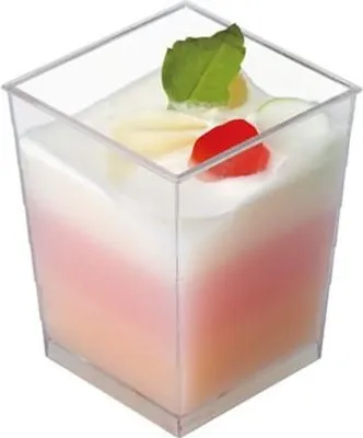 Produktbild von Kunststoff-Dessertbecher Quadratischer Becher 170ml/25 Stück Kelch
