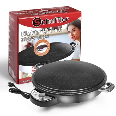 Produktbild von Scheffler Fladenbäcker Sac Tava Yufka Katmer Crepe Maker 2300W 50cm Backautomat Antihaft Edelstahl Griffe & Sockel Neu