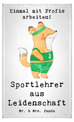 Produktbild von Mr. & Mrs. Panda Handtuch Sportlehrer Leidenschaft - Weiß - Geschenk, Kleines, Klein, gäste wc, Gäste-WC, Frotteehandtuch