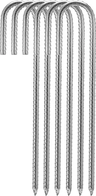 Produktbild von Trampolin Bodenanker 6er Pack 30cm Bodennägel Verzinkter Erdspieß Bauankernagel Zeltnagel mit Meißelspitze am Ende Ideal zum Verankern von Zäunen, Zelten, Netzen, Trampolinen oder Planen