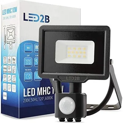 Imagen del producto de Faro LED exterior LED-2B, foco reflector de 30W, 2400 lúmenes, 230V, lámpara exterior con sensor de movimiento, LED, resistente al agua, luz blanca fría, iluminación exterior superbrillante y de bajo consumo