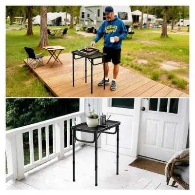 Produktbild von Klappbarer Campingtisch 58x40cm, 3-fach höhenverstellbar, leicht und tragbar, Aluminium Metallgitter, Beistelltisch, Gartentisch, Grilltisch mit Metallgitterplatte, für Camping, Grillen, Picknick und Garten