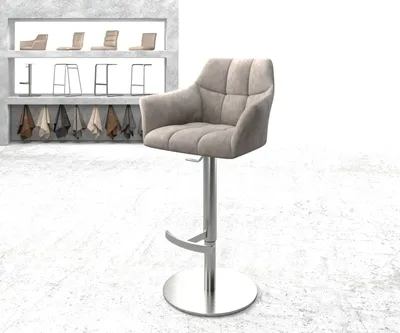 Produktbild von DELIFE Barstuhl Yulo-Flex Vintage Taupe Drehfuß höhenverstellbar Edelstahl