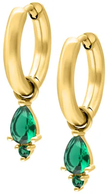 Produktbild von Wildcat Ohrringe - Little Tear Hoops - Gold, Smaragdgrün - Chirurgenstahl 316L - wasserfest, langlebig, hautverträglich, Gold-Smaragdgrün