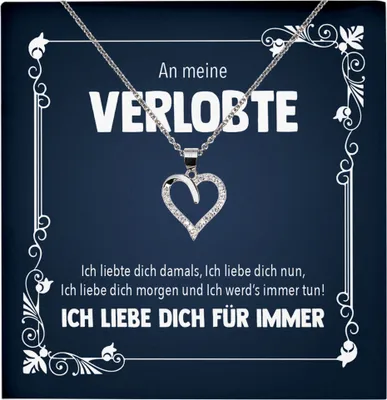 Produktbild von 22Feels Echt Silber Halskette - An Meine Verlobte - Geschenk Frauen Schmuck Set Verlobung Valentinstag Geburtstag Weihnachten - Herz Anhänger, Karte