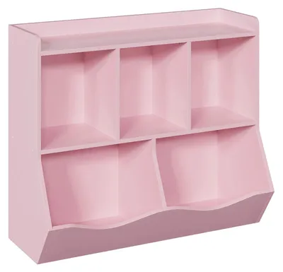 Produktbild von Kinder-Bücherregal und Spielzeugaufbewahrung - Regal mit 5 Fächern - Holz - Zur Selbstmontage - Rosa