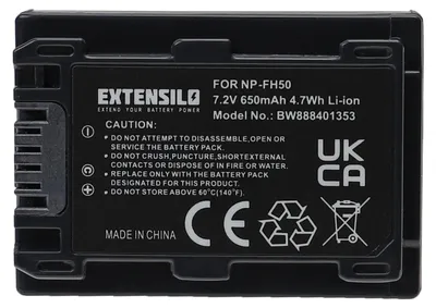 Produktbild von EXTENSILO Akku kompatibel mit Sony HDR-XR520, HDR-XR500VE, HDR-XR106, HDR-XR200, HDR-XR106E, HDR-XR500, HDR-XR200VE Kamera (650 mAh, 7,2 V, Li-Ion)