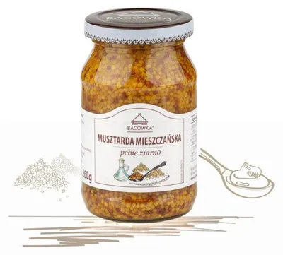 Zdjęcie produktu dla Musztarda mieszczańska pełne ziarno 260g Bacówka do dresingów, marynat