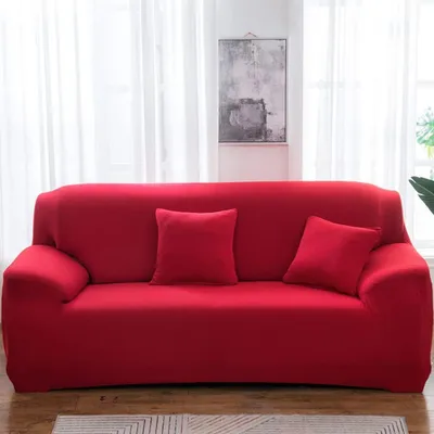 Obrázek produktu pro Elastický potah na pohovku v jednobarevném provedení pro 1–4místné pohovky, pružná ochrana pohovky, červená, 235–300 cm