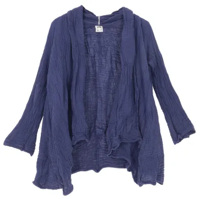 Produktbild von Musselin Boho Blusenjäckchen, Baumwoll Wickelbluse - Blau, Damen, Baumwolle, Blusen & Tunikas