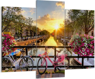 Produktbild von Bild auf Leinwand - Leinwandbild - Bikes Kanal Amsterdam Architektur - 130x100cm - Wand Bild - Wanddeko - Leinwanddruck - Bilder - Kunstdruck - Leinwand bilder - Wandkunst - CB130x100-3081