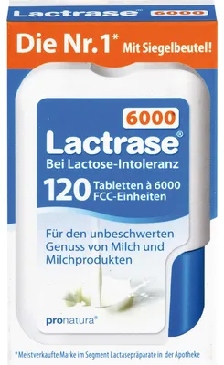Productafbeelding van pronatura Lactase 6000 tabletten voor mensen met lactose-intolerantie, 120 tabletten