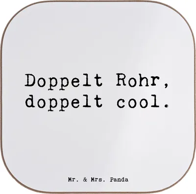 Produktbild von Mr. & Mrs. Panda Untersetzer für Gläser Spruch Fagott Doppelt Cool - Weiß - Geschenk, Instrument, lernen, Tischuntersetzer, Coaster, Quadratisch, doppeltes Rohrblatt