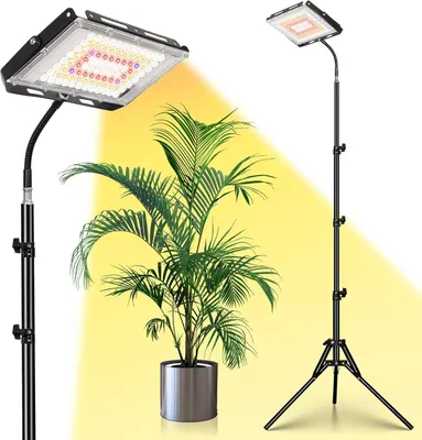 Produktbild von LED Pflanzenlampe mit Ständer, 25 Watt Vollspektrum Grow Lampe, 53.3–172.7cm Höhenverstellbare Pflanzenlicht mit Stativ für Zimmerpflanzen