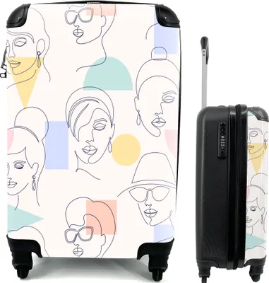 Produktbild von MuchoWow® MuchoWow® Koffer Handgepäck Trolley Rollkoffer Kleine Reisekoffer mit 4 Rollen - Mädchen - Frauen - Muster - Pastell - Mädchen - Kinder - Kind - Kind - Cabin Size < 55x40x23 cm & 55x40x20 cm