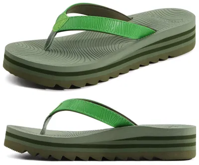 Productafbeelding van Open Teen Flip Flops voor Dames - Lichtgewicht Platform - Groen