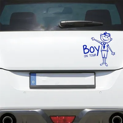 Produktbild von Auto Aufkleber Junge an Bord on Tour Baby Board 15x16 cm Dunkelblau Sticker Heckscheibenaufkleber