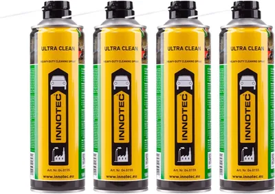 Immagine prodotto di 4 pezzi INNOTEC Ultra Clean 500 ml aerosol – Detergente intensivo per autoveicoli, industria e officine – scioglie olio, grasso, catrame, cera, colla e sporco