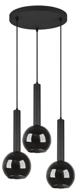 Zdjęcie produktu dla Żyrandol CLAYTON czarny 3xE27x28W szkło wym:150x45x45cm IP20 Trio