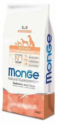 Imagen del producto de Monge Puppy Salmón Y Arroz, 12 Kg - Adecuado Para Todas Las Razas