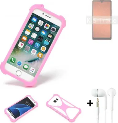 Produktbild von K-S-Trade Bumper + Kopfhörer kompatibel mit Sony Xperia Ace III Handy Hülle Schutzhülle Silikon Schutz Hülle Cover Case Silikoncase Silikonbumper