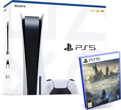 A PlayStation 5 console, controller, and game case are displayed on a white background.