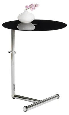 Produktbild von Couchtisch LEONIE Glas Beistelltisch Wohnzimmertisch höhenverstellbar in schwarz/chrom