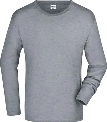 Produktbild von Langarm T-Shirt aus Single-Jersey grey-heather, Gr. M