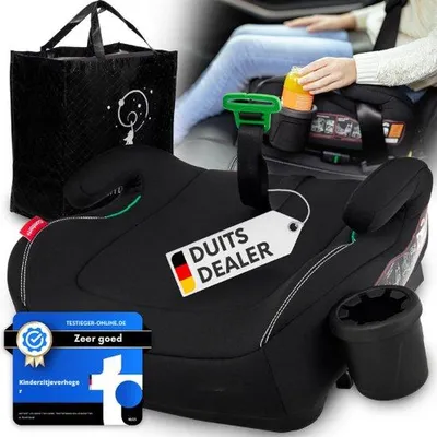Produktbild von Famanu Sitzverhoger - Isofix Kinderautositz mit abnehmbarer Becherhalterung - Schwarz