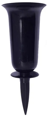Produktbild von Grabvase Kunststoff - schwarz - H32 cm - Grabschmuck - Blumenvase fur Gedenkstatte/friedhof