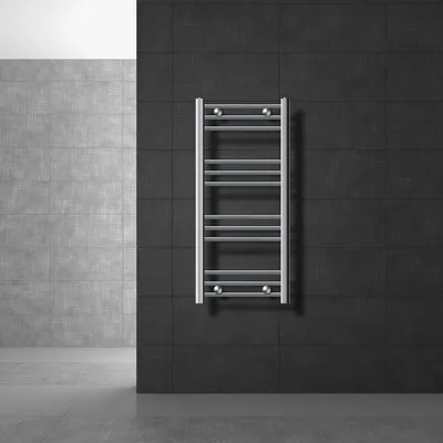 Obrázek produktu pro LuxeBath koupelnový radiátor 400 x 800 mm - chrom - zakřivený s bočním připojením - designový radiátor s ohřívačem ručníků a sušičem ručníků, bez topného tělesa